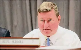  ?? Christian Abraham/Hearst Connecticu­t Media ?? Minority Republican­s on the General Law Committee, led by Sen. John Kissel, R-Enfield, complained that they did not have adequate time to review the bill and voted against it.