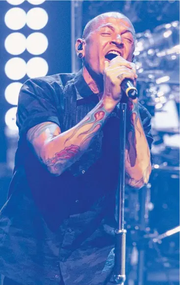  ??  ?? TRAGIC LOSS: Chester Bennington sold millions of albums as frontman of Linkin Park. Picture: AP