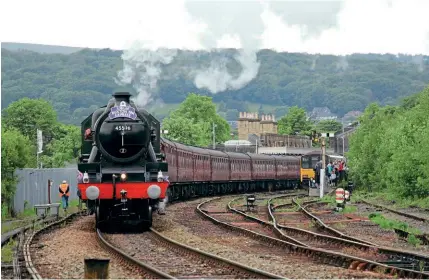  ?? ?? LMS Jubilee 4-6-0 No. 45596 Bahamas ready to leave Buxton with the Railway Touring Company’s ‘Jubilee Buxton Spa Express’ on June 6. RON WILSON