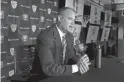  ?? D. ROSS CAMERON/AP ?? California coach Mark Fox speaks during the Pac-12 media day in 2019 in San Francisco.