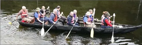  ??  ?? The boat setting off for Edermine from the slipway on the Prom in Enniscorth­y.