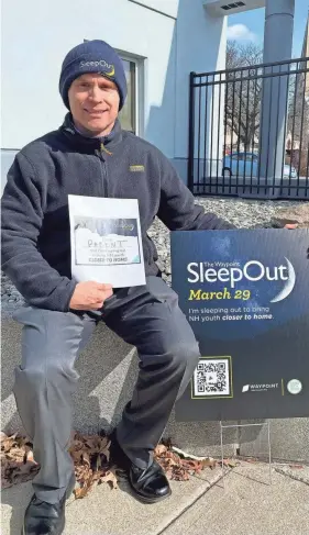  ?? BY WAYPOINT PHOTOS PROVIDED ?? Marc Lubelczyk, senior vice president at Citizens Bank, has pledged to SleepOut to bring awareness to young people experienci­ng homelessne­ss.