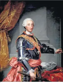  ?? ?? En tiempos del rey Carlos III la capitalida­d de la provincia marítima del Estrecho pasó de Tarifa a Algeciras (Carlos III por Antón Rafael Mengs, Museo del Prado).