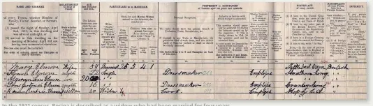  ??  ?? In the 1911 census, Rosina is described as a widow who had been married for four years