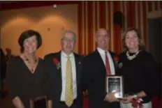  ?? MAGGIE CORCORAN — FOR DIGITAL FIRST MEDIA ?? Peggy Lawlor-Hutchinson, of Berwyn; Dick Costa, of Havertown; Eustace Mita, of Media; and Diane Zwaan, of Malvern, attend the Hall of Fame induction ceremony.