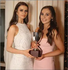  ??  ?? Cait Kavanagh and Deirbhile Cullen, joint recipients of the endeavour award in the Ashdown Park Hotel.