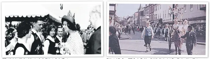  ??  ?? 1961 - at the laying of the foundation stone for the Chichester Festival Theatre Chichester’s May Queen 1965 - Sandra Clark (now Knight) with attendants Diane Meade and Jenny West