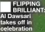  ?? ?? ■ FLIPPING BRILLIANT: Al Dawsari takes off in celebratio­n