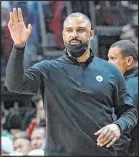  ?? Lynne Sladky The Associated Press ?? Celtics coach Ime Udoka hopes to break the back-and-forth trend vs. Miami in Game 5.