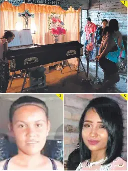  ?? FOTOS: EL HERALDO ?? (1) Familiares velaron ayer los restos de Jesse Guadalupe Izaguirre. (2)En vida, la joven Jesse. (3) La otra fallecida, Lastery Vega Canales.