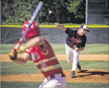  ?? BRUCE R. BENNETT / THE PALM BEACH POST ?? Benjamin’s Kris Armstrong worked the first three innings of Wednesday’s 7-0 win over Sarasota-Cardinal Mooney in the Class 4A regional semifinals at Palm Beach Gardens.