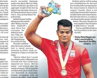  ?? GETTY ?? ▪ Venkat Rahul Ragala won India’s second gold on Saturday in the 85kg category.