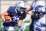  ?? Christian Abraham / Hearst Connecticu­t Media ?? Yale’s Zane Dudek carries against Holy Cross in 2019.