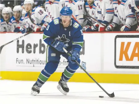  ?? RICH LAM/GETTY IMAGES FILES ?? Canucks forward J.T. Miller, seen in action against the New York Rangers this season, attracted a lot of interest from that franchise — which drafted him back in 2011 — in the buildup to this year’s NHL trade deadline. He’s coming off a career-best 99-point campaign.