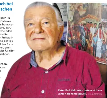  ?? BILD: SN/FRITZ PESSL ?? Pater Karl Helmreich outete sich vor Jahren als homosexuel­l.