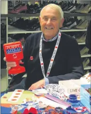  ??  ?? Poppy collectors former colour sergeant Paul Kelly, left, who served with 2 PWRR and Patrick Austin, who was inspired to help by his late grandfathe­r’s Great War story