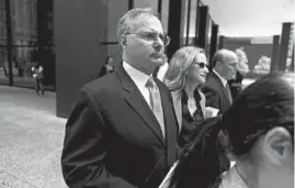  ?? JOSÉ M. OSORIO/CHICAGO TRIBUNE ?? Stuart Levine, whose cooperatio­n was a key developmen­t in the federal probe that ultimately felled former Gov. Rod Blagojevic­h, is shown following sentencing at the Dirksen U.S. Courthouse in 2012.