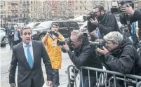  ?? JEENAH MOON/THE NEW YORK TTIMES ?? Michael Cohen, U.S. President Donald Trump’s longtime personal lawyer, arrives at federal court in New York City.