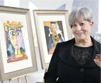  ?? RICHARD MARJAN/FILES ?? On Sept. 25, 2012, Ellen Remai announced the donation of her $20-million collection of Picasso linocuts to the gallery. A pair of reproducti­ons were shown during the event.