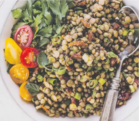  ??  ?? Vegan and gluten-free, The Best Marinated Lentils from Oh She Glows Every Day by Angela Liddon can be the protein component for a dish or a side dish.