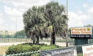  ?? DAVID J. NEAL dneal@miamiheral­d.com ?? Pines Middle School, at 200 Douglas Rd. in Pembroke Pines, will be one of the schools changed by the Broward County Public Schools superinten­dent’s new plan for ‘redefining’ BCPS schools.