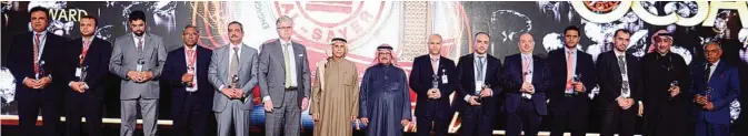  ??  ?? KUWAIT: Award winners with Faisal Bader Al-Sayer, Chairman, Mubarak Naser Al-Sayer, CEO and Bengt Schultz COO.