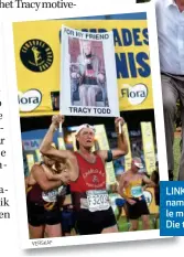  ??  ?? LINKS: Roy Heine het die Comrades namens Tracy gehardloop nadat hulle mekaar aanlyn ontmoet het. BO: Die twee is in 2016 getroud.