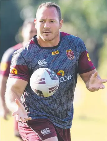  ?? Picture: ADAM HEAD ?? REVENGE: Matt Scott goes through his paces at Queensland Origin team training.