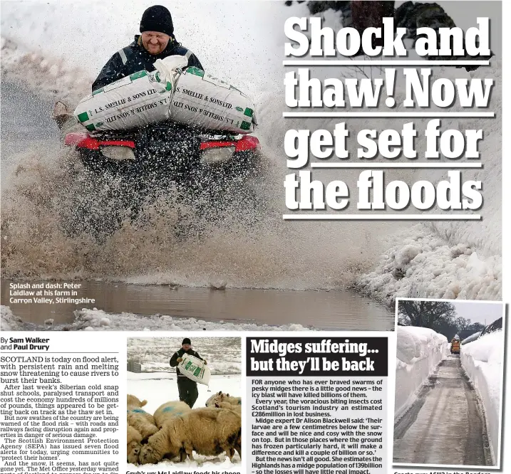  ??  ?? Cresta run: A6112 in the Borders Splash and dash: Peter Laidlaw at his farm in Carron Valley, Stirlingsh­ire