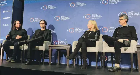  ??  ?? Sylvain Carle, Louis-Philippe Maurice, Isabelle Bettez et Yoshua Bengio ont donné une conférence au Conseil des relations internatio­nales de Montréal (CORIM), en novembre dernier.
