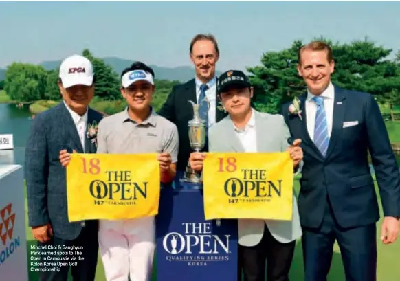  ??  ?? Minchel Choi &amp; Sanghyun Park earned spots to The Open in Carnoustie via the Kolon Korea Open Golf Championsh­ip
