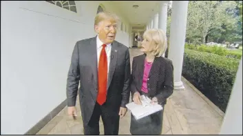  ?? CBS ?? “60 Minutes” correspond­ent Lesley Stahl interviews then-President Donald Trump at the White House for an episode of the news show that aired in October 2018.