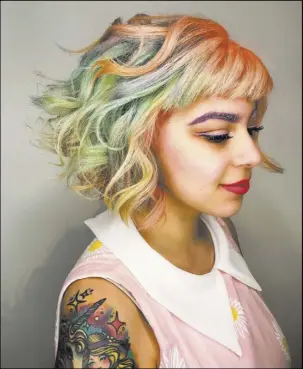  ?? Courtesy of Shelley Gregory ?? Cynthia Guerra has been a rainbow-hair client of Gregory’s for more than a year and is regularly featured on the stylist’s Instagram account.