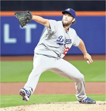  ?? ANTHONY GRUPPUSO, USA TODAY SPORTS ?? Dodgers left-hander Clayton Kershaw has a 105-to-5 strikeout-to-walk ratio this season.