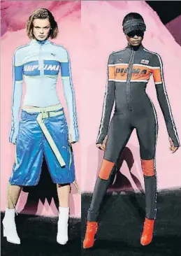  ?? JP YIM / GETTY
JP YIM / GETTY ?? Dos modelos de la colección de primavera de Fenty x Puma