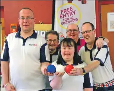  ?? 51_a07Boccia1­1 ?? Team Boccia – from left, Campbell Ferguson, coach John Gillies, Flora Currie, Grant MacDougall and Iain MacDougall.