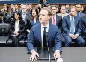  ?? Andrew Harnik Associated Press ?? MARK Zuckerberg was often interrupte­d by House panel members determined to make their points.