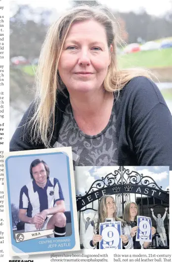  ??  ?? RESEARCHAR Dr Magdalena Ietswaart, top. Above, victim Jeff. Right, his daughters Dawn and Claire pay tribute to the star at West Brom’s home ground