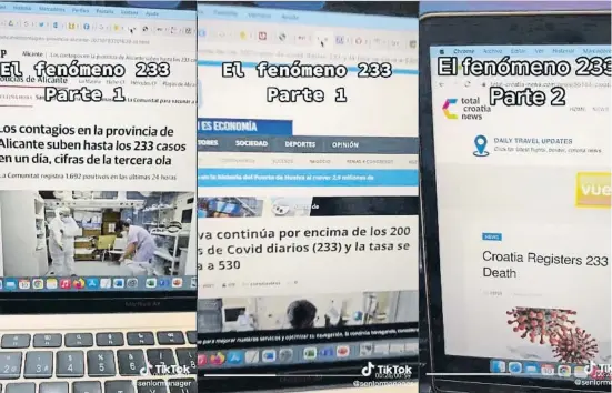  ??  ?? Capturas de pantalla del vídeo en el que se habla del supuesto fenómeno 233