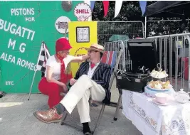  ??  ?? Pictured are Ian and Anne keeping with the 1930s theme and enjoying a cuppa before the race. Image courtesy of Sam Densham.