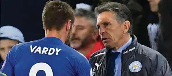  ??  ?? Jamie Vardy appears to hit out at Claude Puel for talking to Manchester United’s Paul Pogba after Leicester’s defeat.