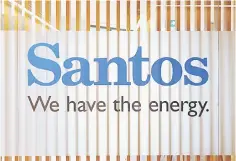  ??  ?? The logo of Australian oil and gas producer Santos Ltd is pictured at their Sydney office. US private investment firm Harbour Energy yesterday boosted its bid for Australian energy giant Santos as oil prices soar, in a deal valuing the company at...