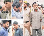  ??  ?? Prime accused Sanji Ram (R), the caretaker of the temple, and the other accused in the Kathua rape and murder case. These include 2 police officers, Sanji Ram’s son and his nephew who is a juvenile.