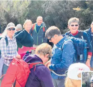  ?? ?? Taupō Monday Walkers, left, ready to set off on Te Pō rere track; below, River crossing on Monday.