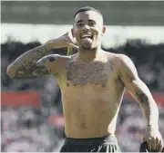  ??  ?? 2 Gabriel Jesus celebrates his last-gasp winner at Southampto­n and give Manchester City a final tally of 100 league points.