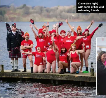  ?? ?? Claire (also right) with some of her wild swimming friends