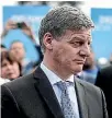  ??  ?? Prime Minister Bill English reveals National Party policy on youth crime in Auckland yesterday.