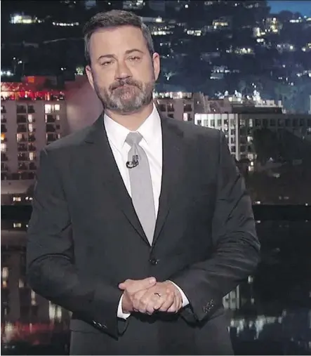  ?? ABC ?? In monologues on health care and the Las Vegas shootings, Jimmy Kimmel has been leading with his heart.