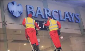  ??  ?? Greenpeace activists protest against Barclays in central London in December over its funding of tar sands pipelines in Canada. Photograph: Jiri Rezac/Greenpeace