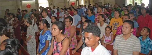  ?? Photo: Simione Haravanua ?? The congregati­on at the Sacred Heart Cathedral on February 17, 2019.